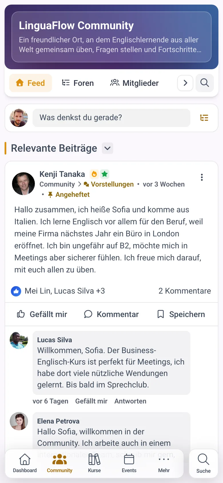 Die Mitglieder-Community in der App