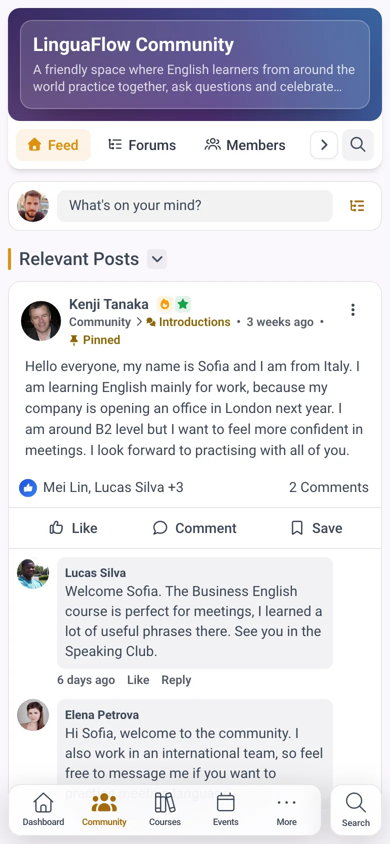 The member community in the app